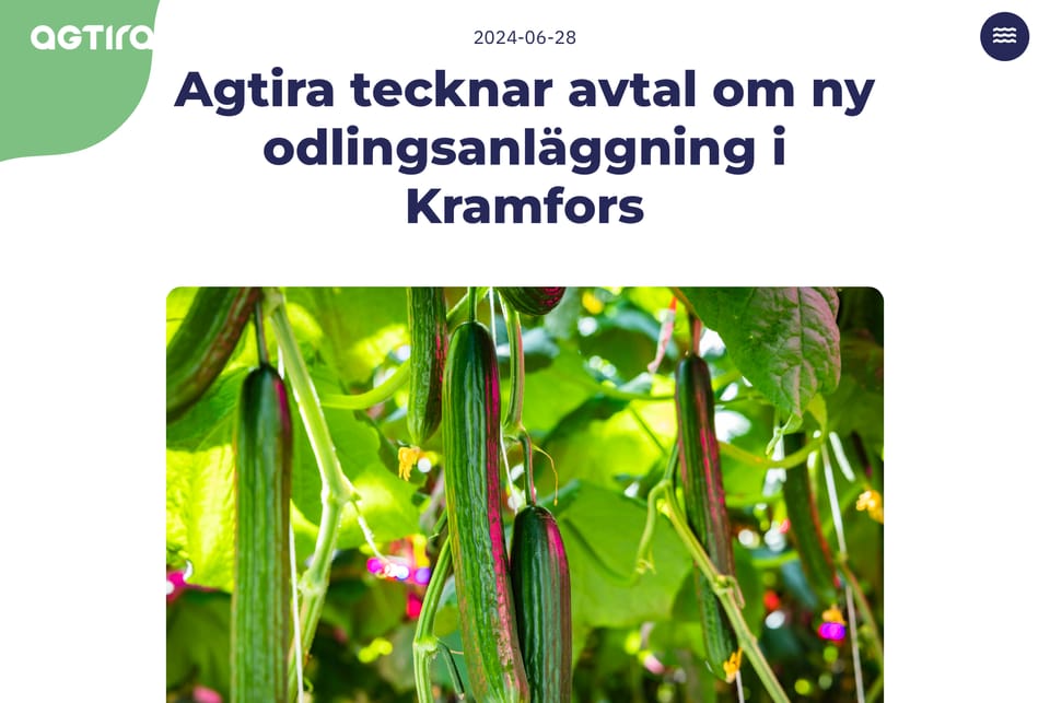 Agtira etablerar odlingsanläggning i Kramfors